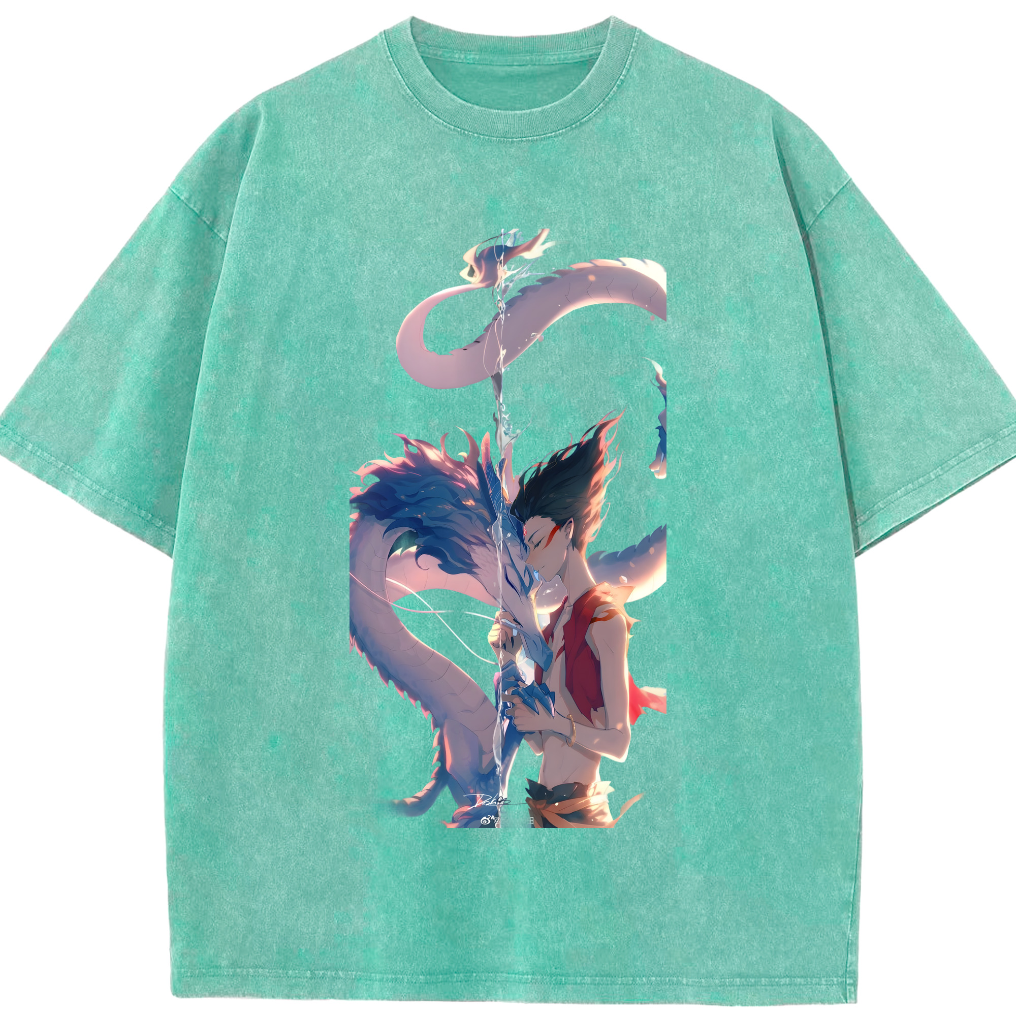（画像用） Ne Zha 2 ナタ 魔童の大暴れ 綿100% ヴィンテージ風 半袖Tシャツ（フロントプリント）